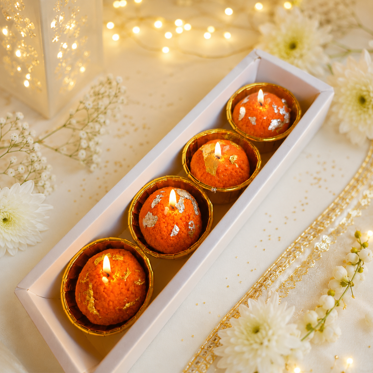 Small Boondi Laddoo Candle | Indian Mithai Festive Candle