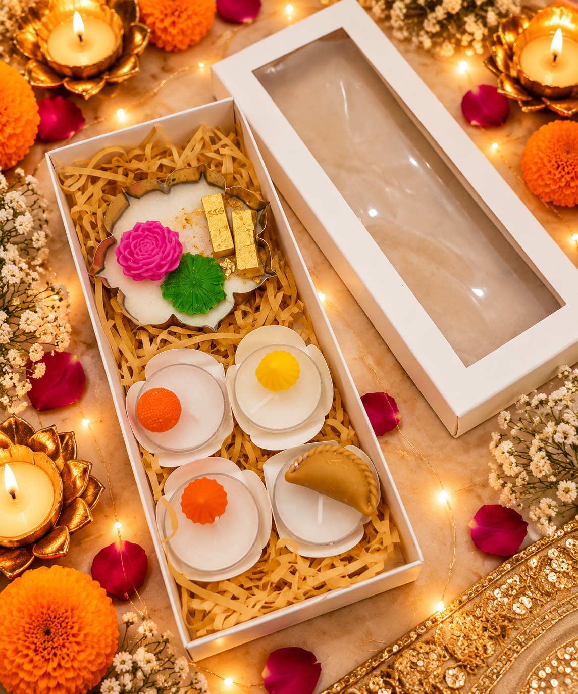 Dhanteras Candle Set with Festive Tea Lights
