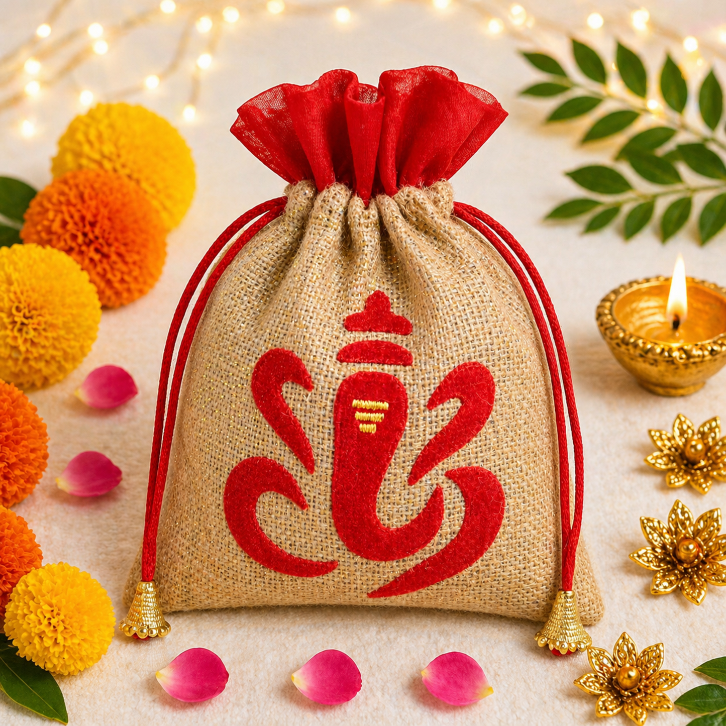 Ganpati Potli Gifting Bag Red