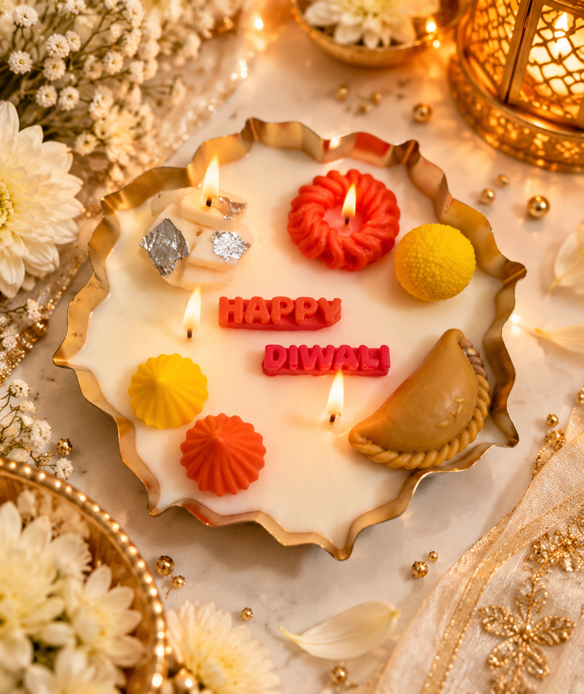 Diwali Special Platter Candle – Happy Diwali Edition