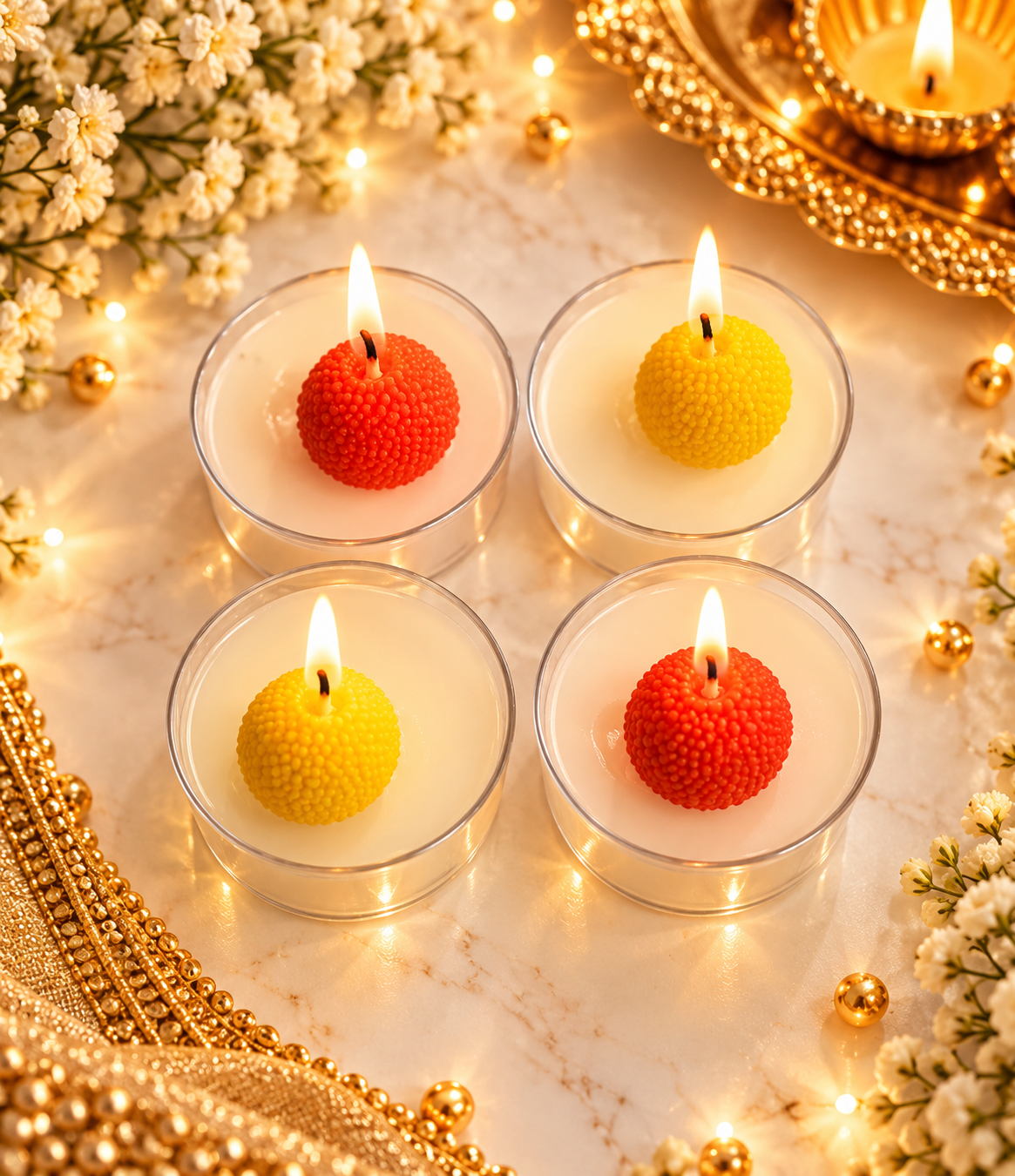 Mini Laddoo Candle Set of 4 – Diwali Special