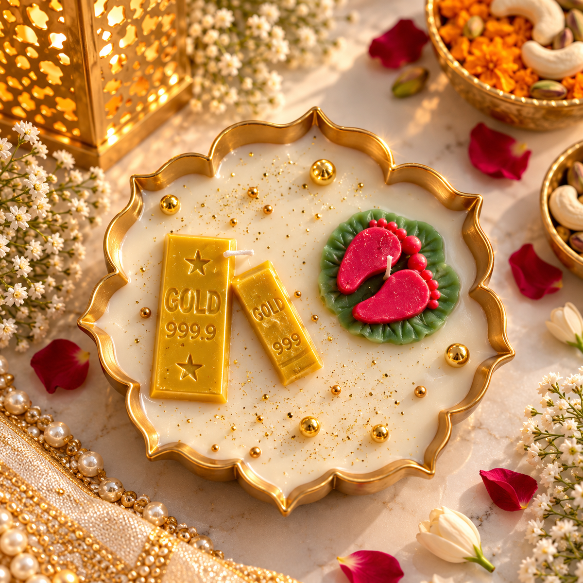 Diwali Special Dhanteras & Laxmi Charan Candle – 3.5 Inch