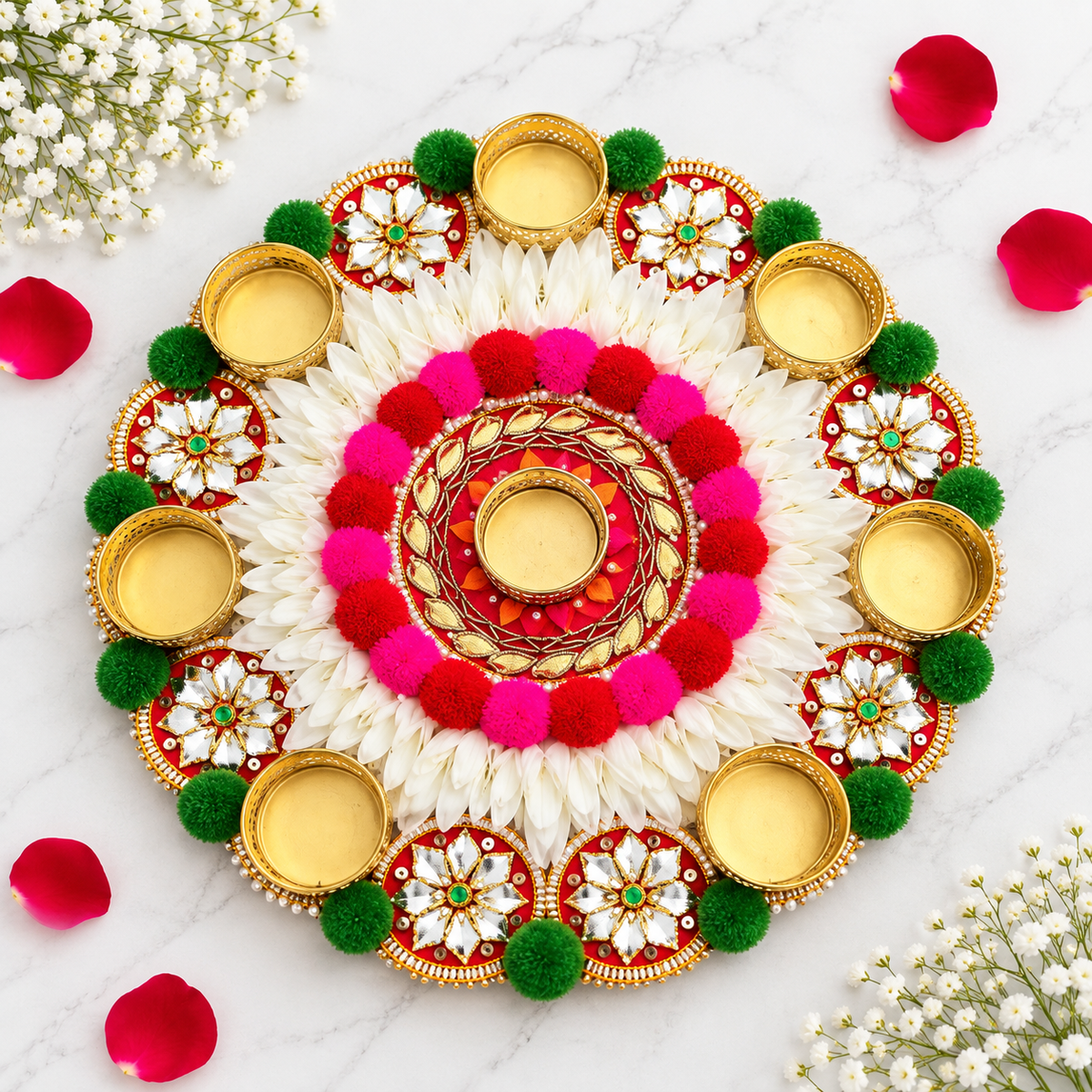 Shubh Kamal Festive Rangoli Tealight Décor – Approx. 12 Inch
