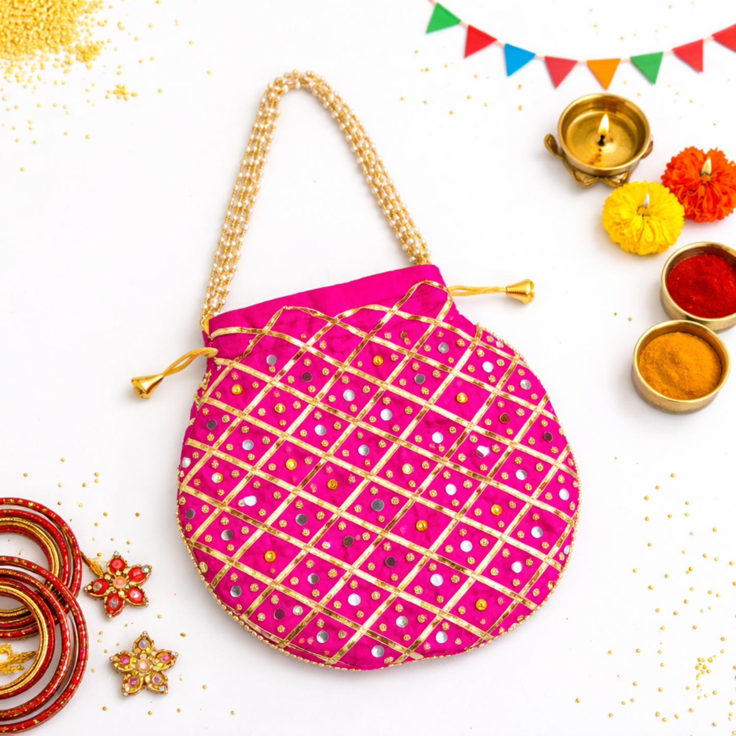 Gota Gifting Potli Pink