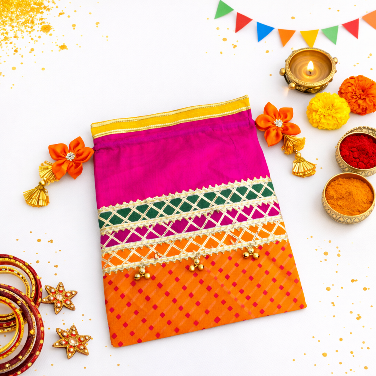 Lehriya Potli Gifting Bag Pink