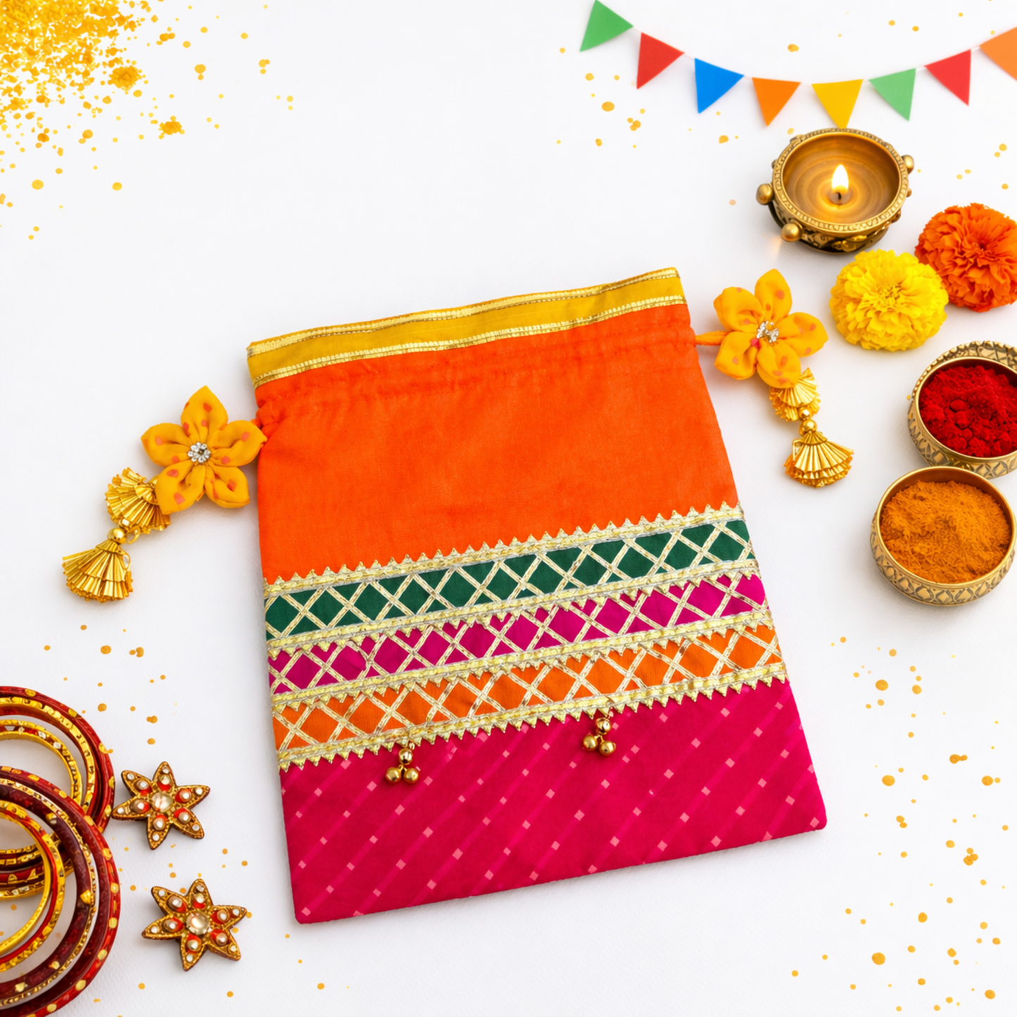 Lehriya Potli Gifting Bag Orange