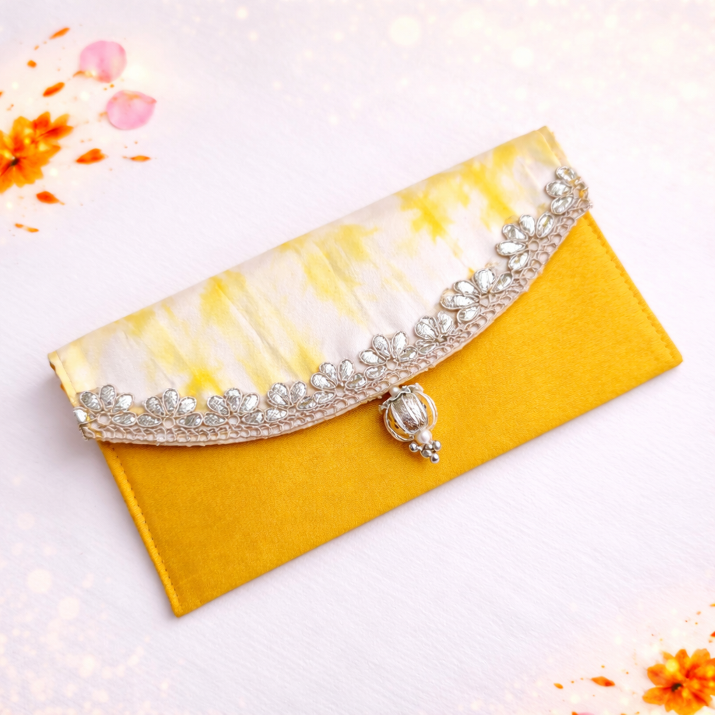 Traditional Gota Patti Sagan Envelope – Luxury Wedding Gifting UAE