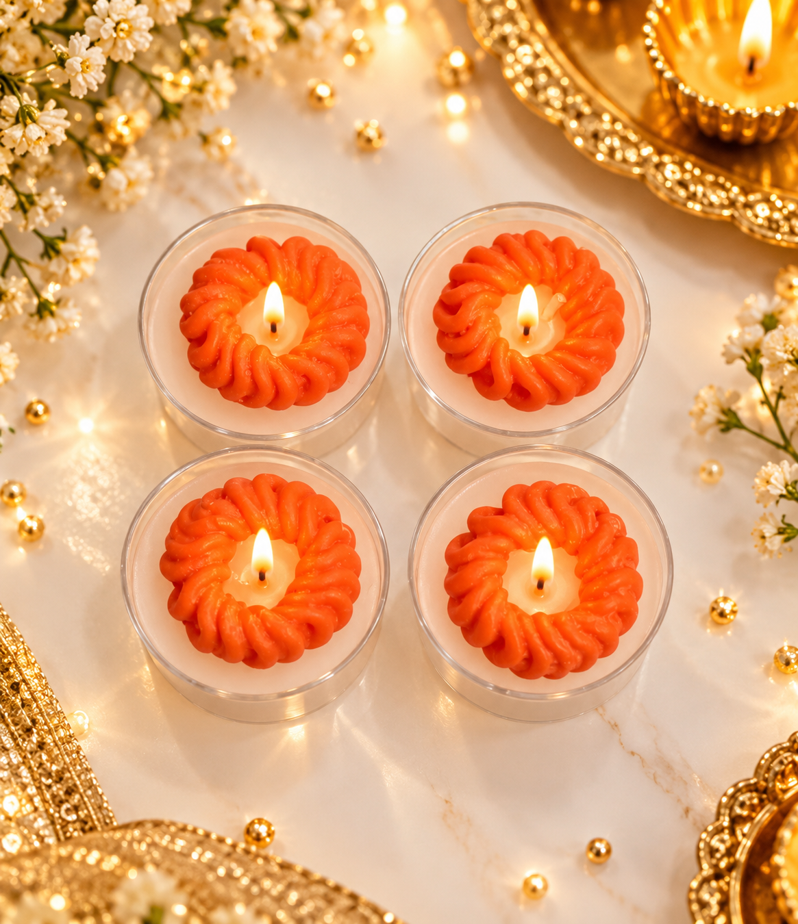 Diwali Special Imarti Tea Light Candles – Set of 4