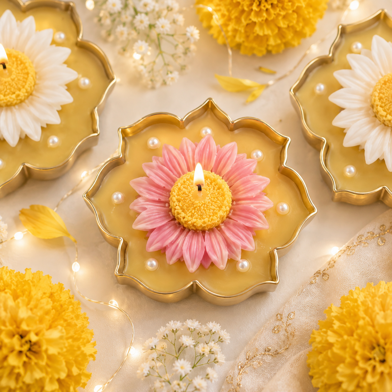 Pink Sunflower Candle – 4 Inch