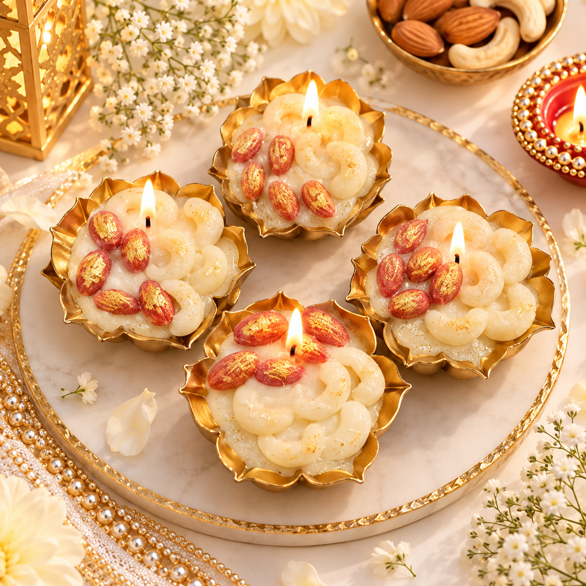 Diwali Special Dry Fruit Candle Set of 4