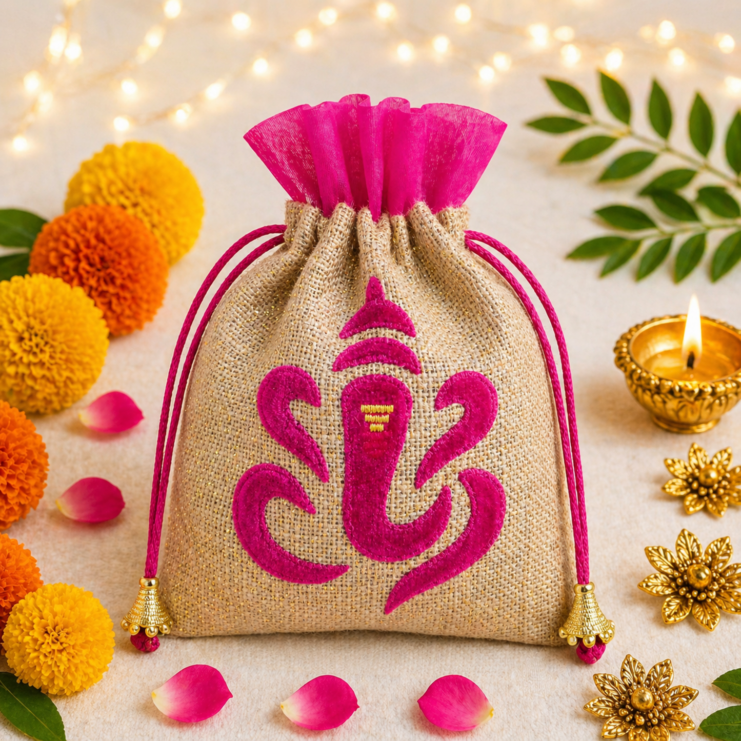 Ganpati Potli Gifting Bag Pink