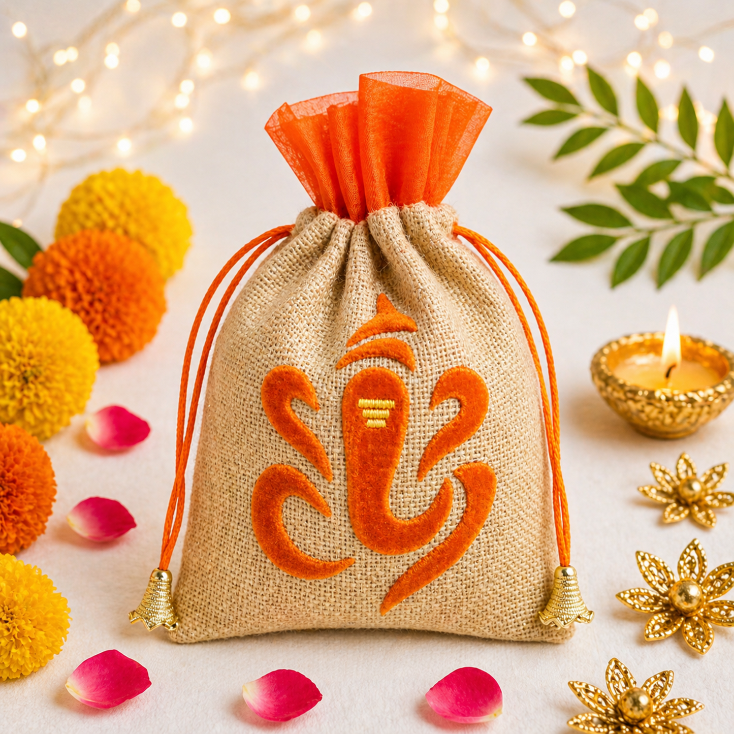 Ganpati Potli Gifting Bag Orange