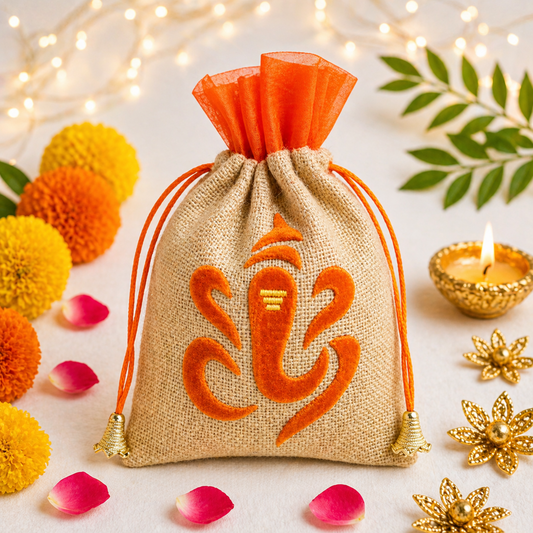 Ganpati Potli Gifting Bag Orange