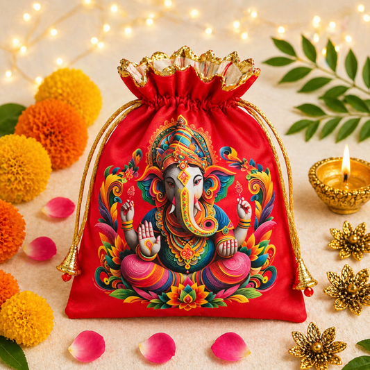 Ganpati Potli Gifting Bag With Urli