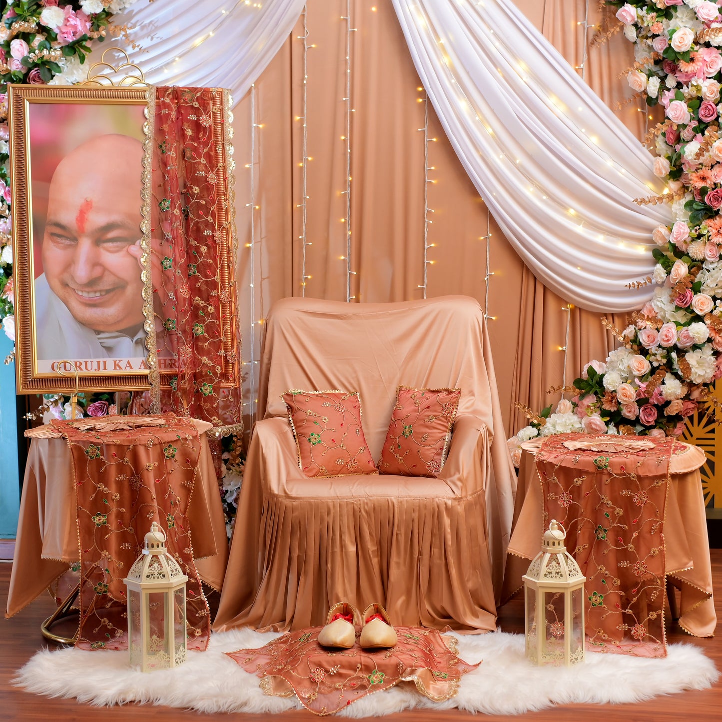 Divine Emerald & Coral Guruji 14-Piece Chola Set