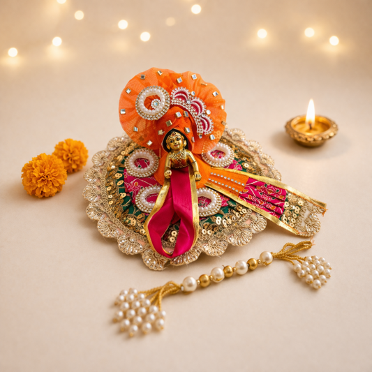 Janmashtami Special Pooja Essentials Kit with Krishna Mukut & Mala Set