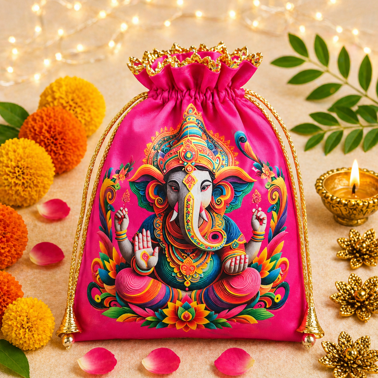 Ganpati Potli Gifting Bag With Urli