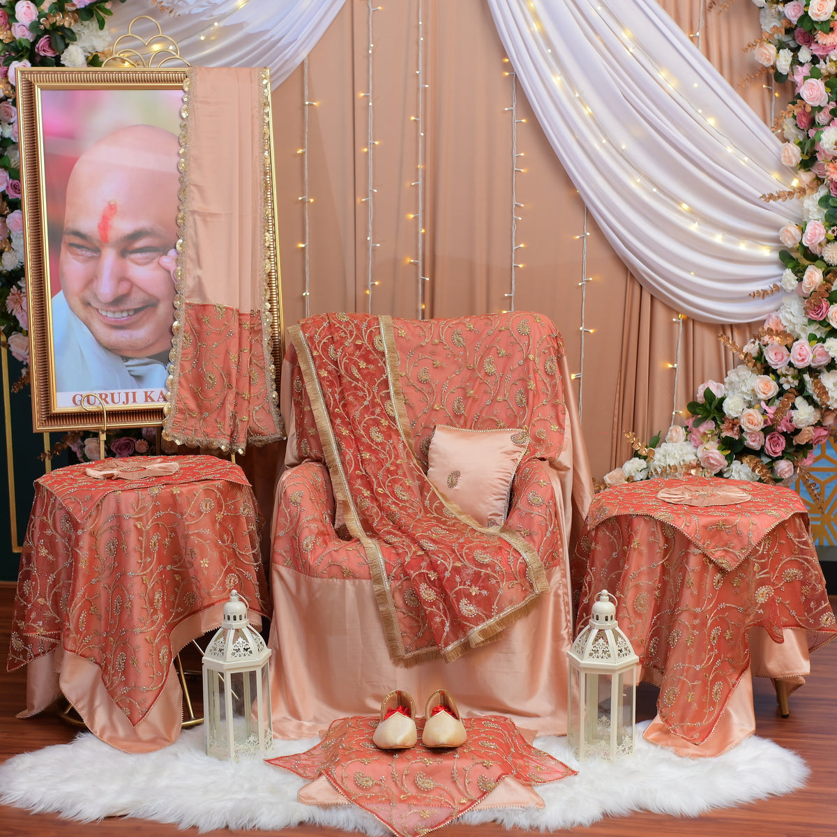 Divine Peach & Gold Guruji 15-Piece Chola Set