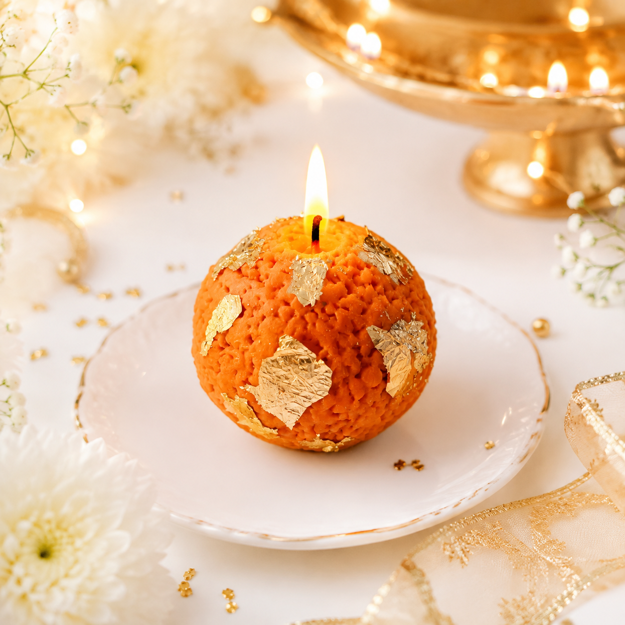 Small Boondi Laddoo Candle | Indian Mithai Festive Candle
