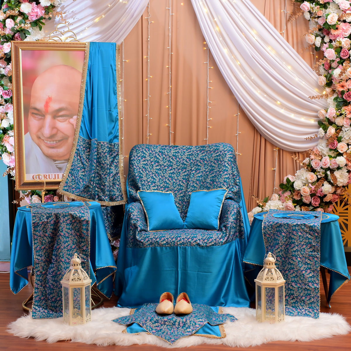 Divine Azure Blue Guruji 14-Piece Chola Set