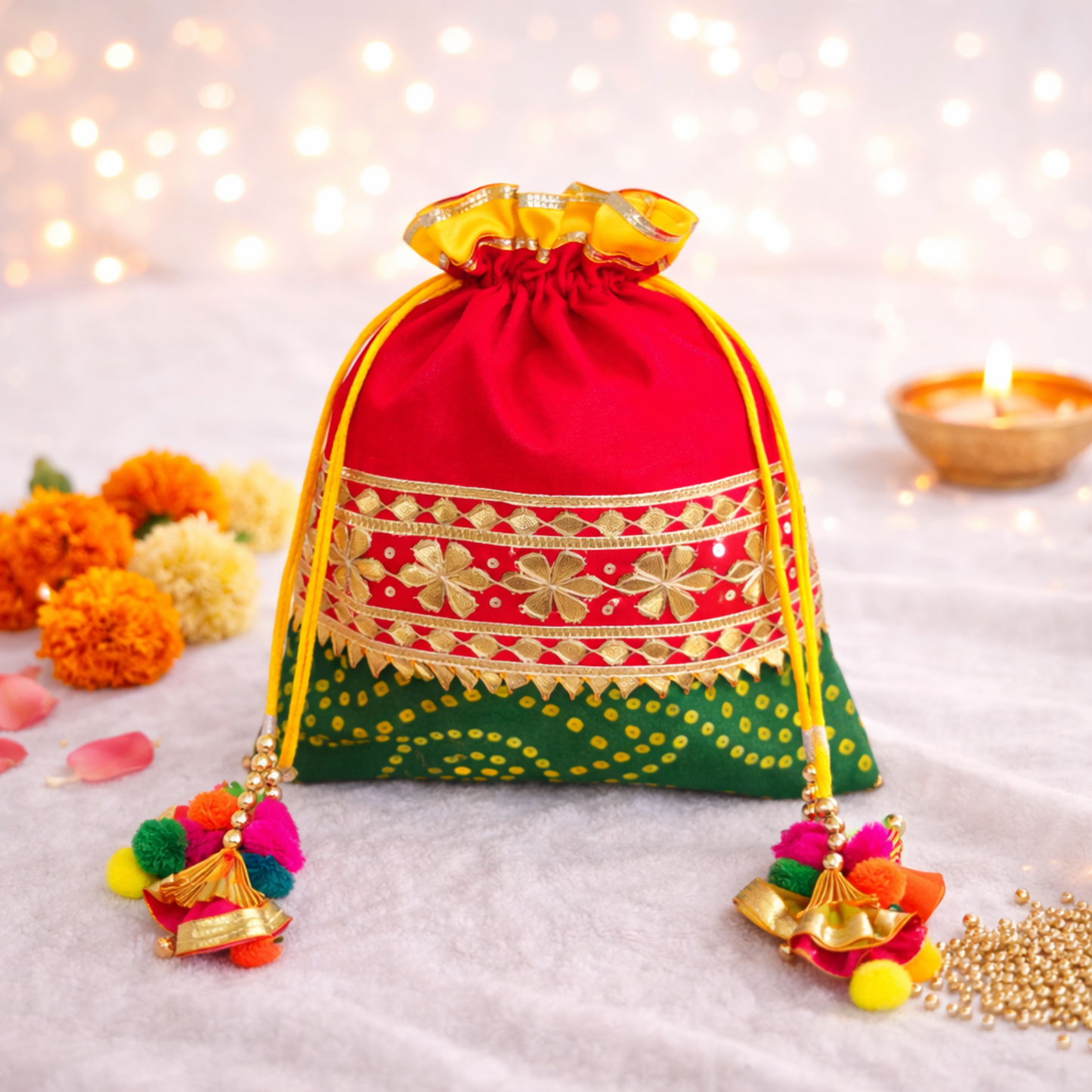 Lehriya Potli Gifting Bag Red