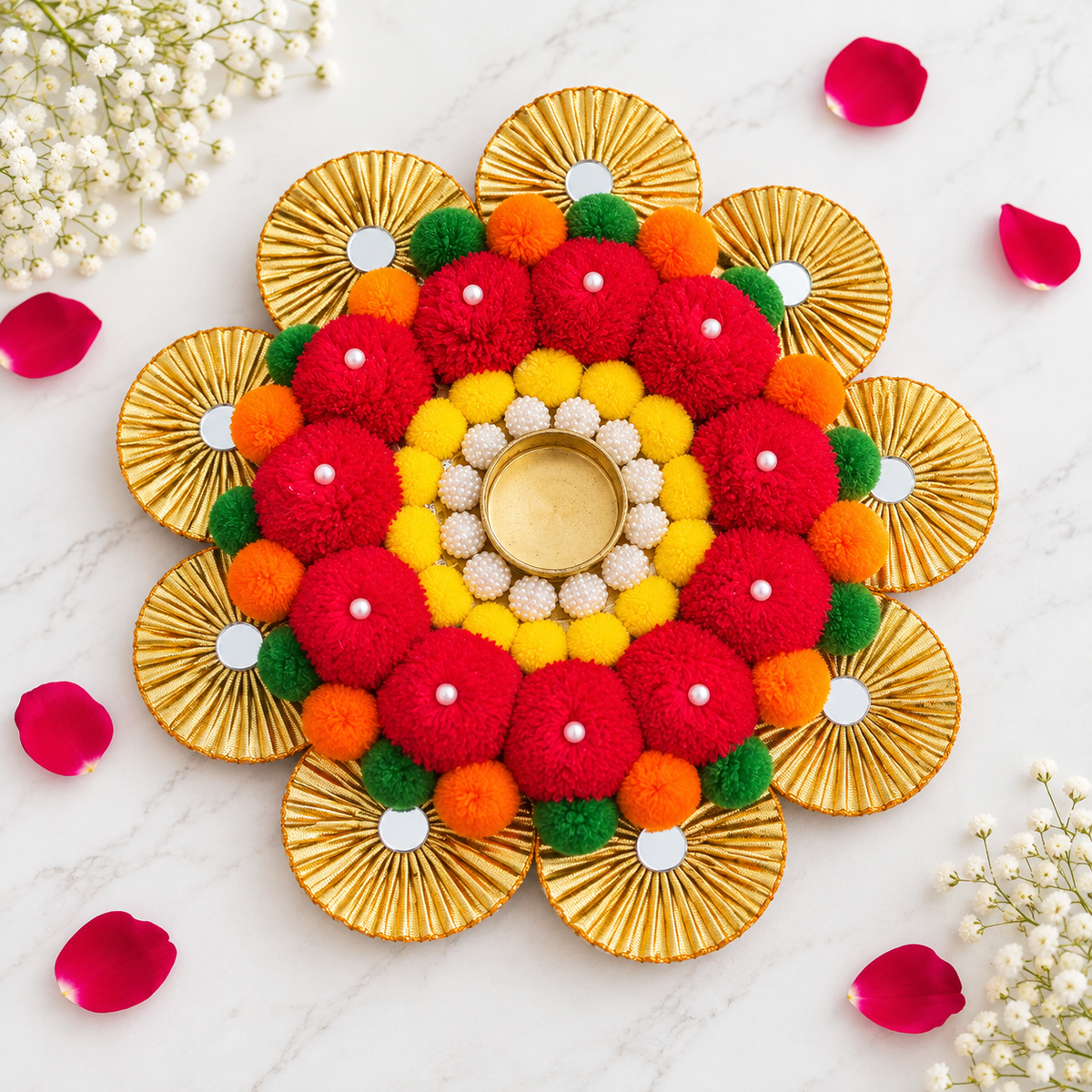 Rang Rasiya Festive Rangoli Tealight Décor – Approx. 7 Inch
