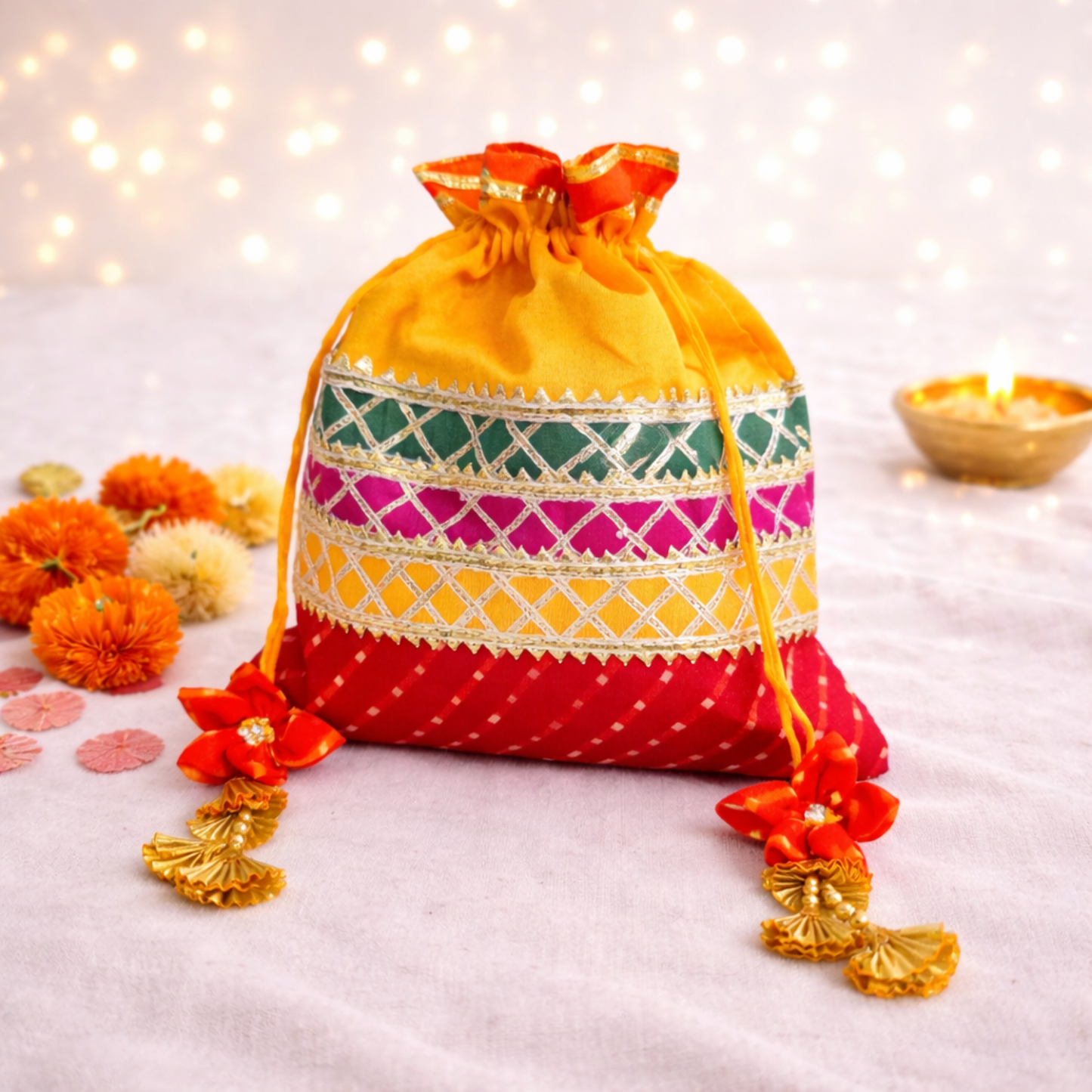 Lehriya Potli Gifting Bag Yellow