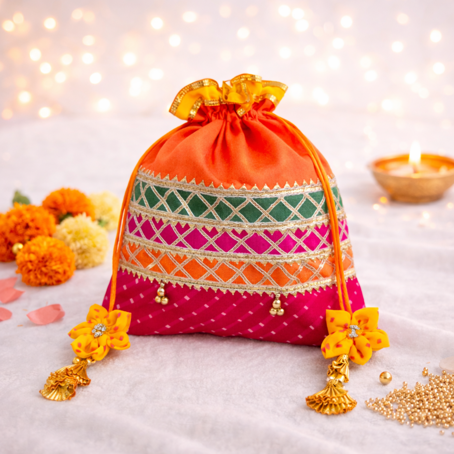 Lehriya Potli Gifting Bag Orange