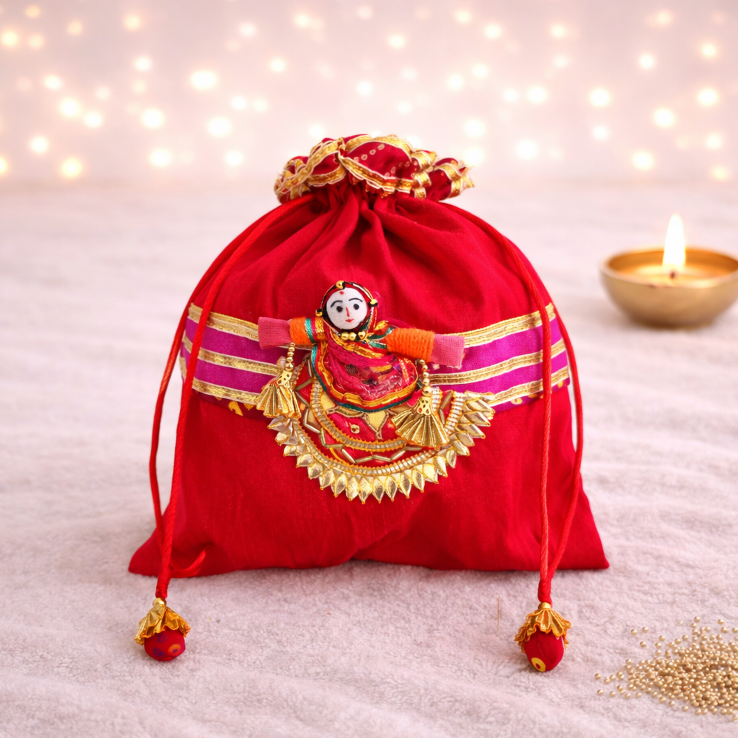 Puppet Latkan Potli Gifting Bag Red