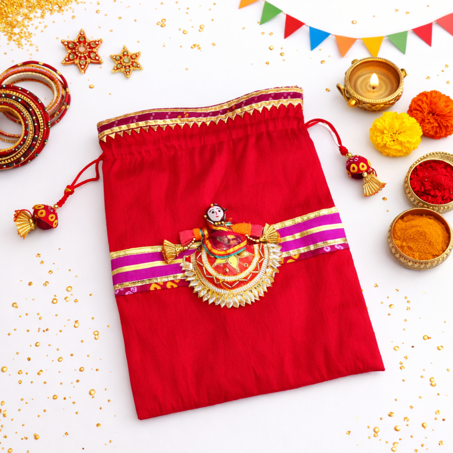 Puppet Latkan Potli Gifting Bag Red