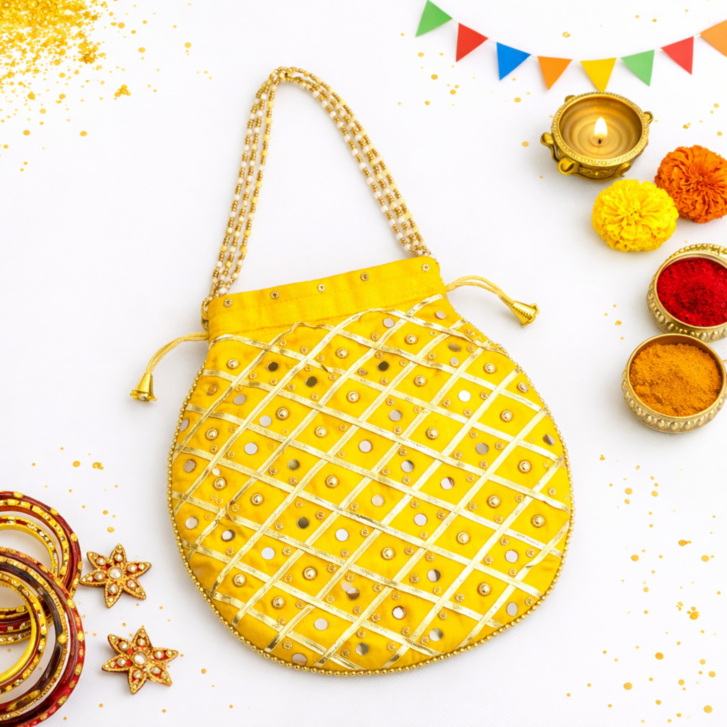 Gota Gifting Potli Yellow
