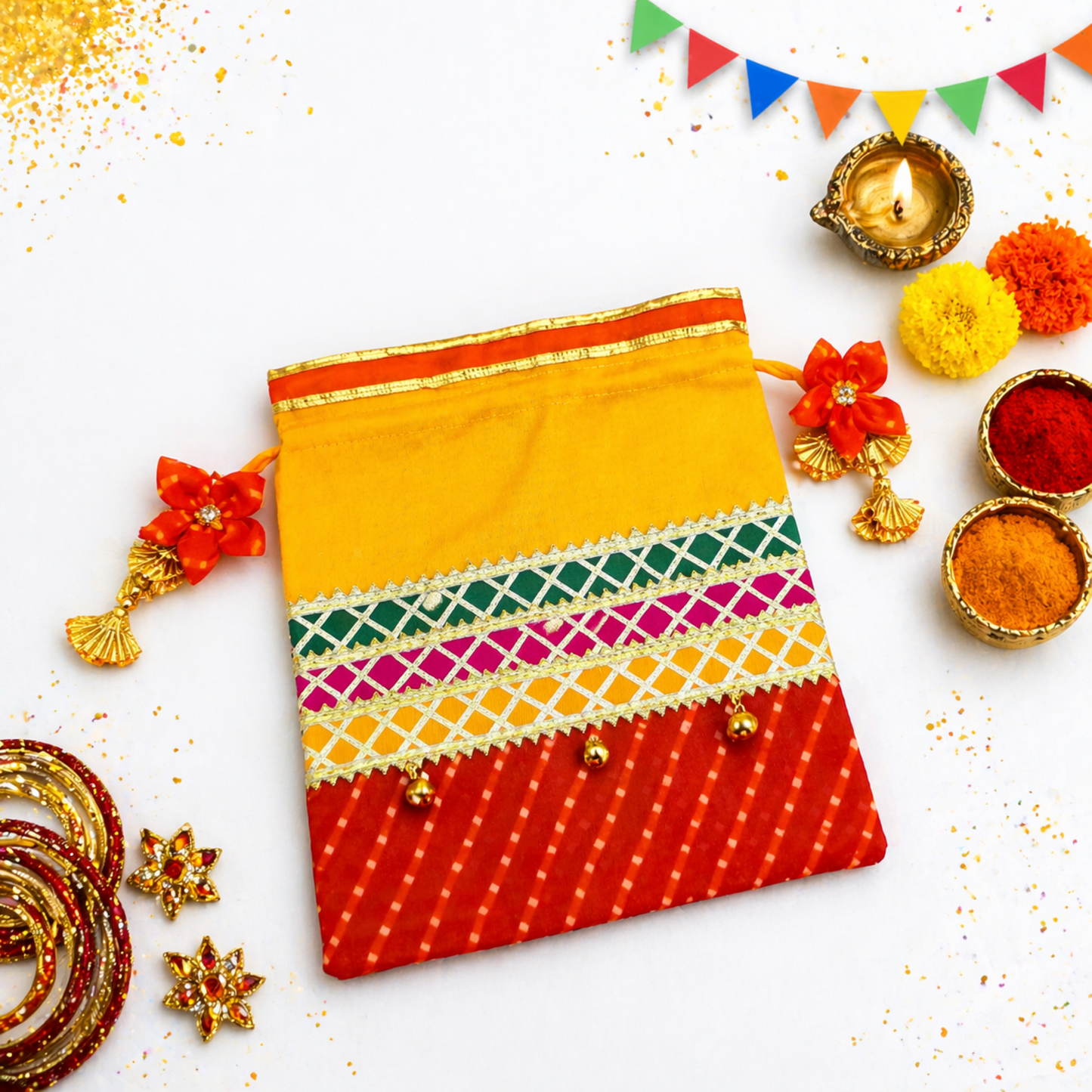 Lehriya Potli Gifting Bag Yellow