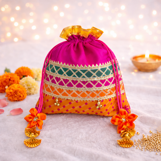 Lehriya Potli Gifting Bag Pink