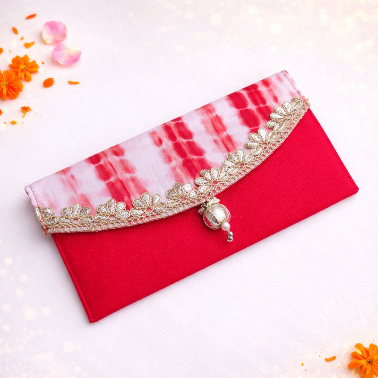 Traditional Gota Patti Sagan Envelope – Luxury Wedding Gifting UAE