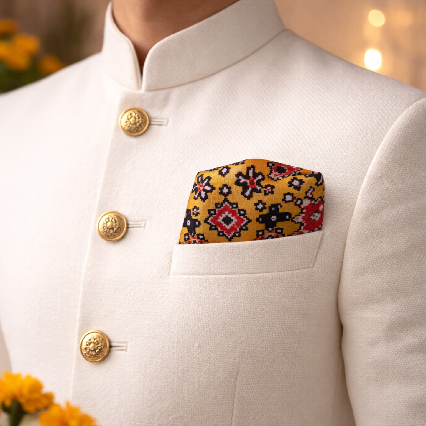 Royal Mustard Potli & Pocket Square Gift Set
