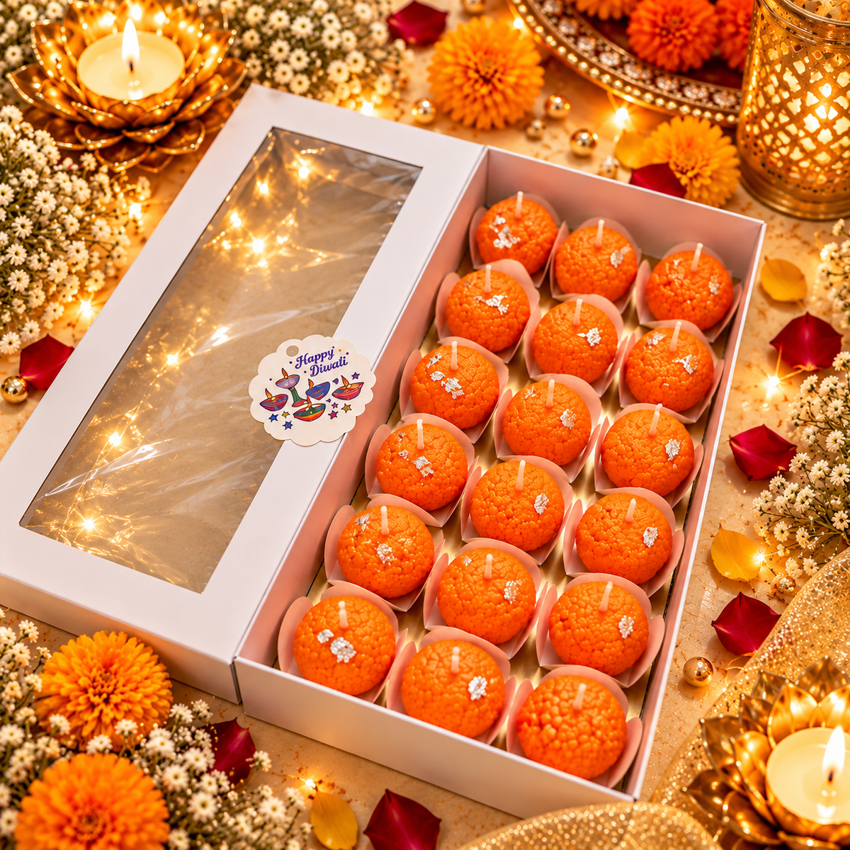 Motichoor Ladoo Candle Gift Box | Set of 18