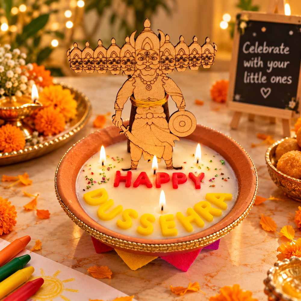 Happy Dussehra Ravan Candle | 7 Inch Festive Special