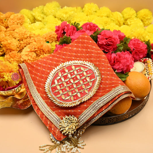 Thaal Cover Thaal Posh Lehriya Fabric - Urban Roots