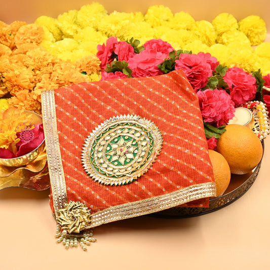 Thaal Cover Thaal Posh Lehriya Fabric - Urban Roots