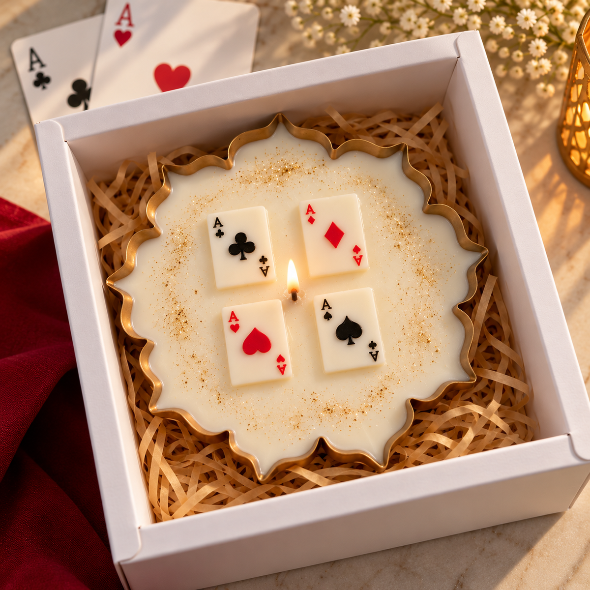 Diwali Special Cards Theme Candle – 5.5 Inch