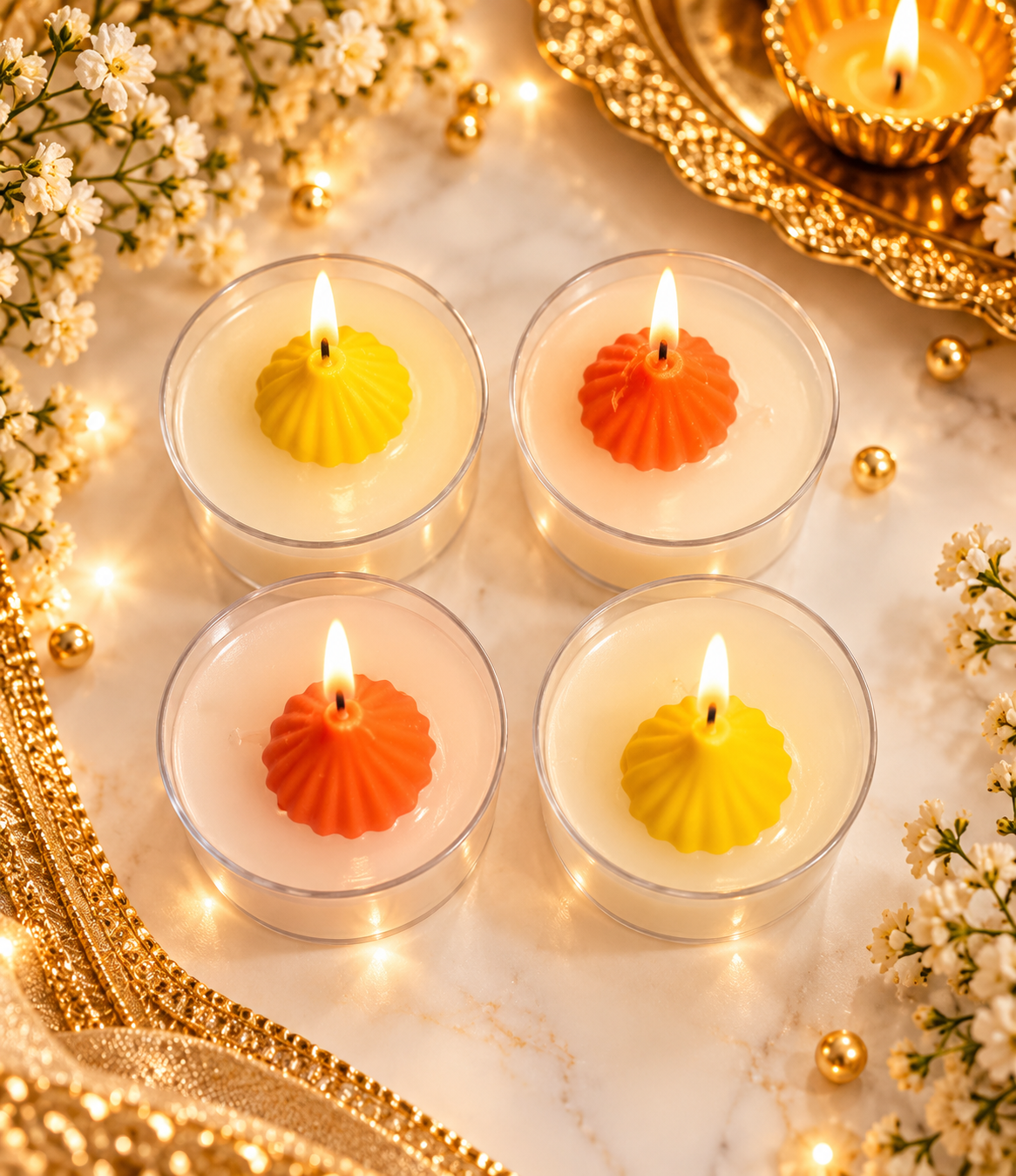 Diwali Special Mini Modak Tea Light Candles – Set of 4