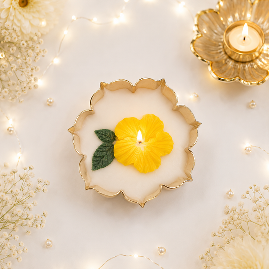 Hibiscus Floral Urli Candle – 3.5 Inch