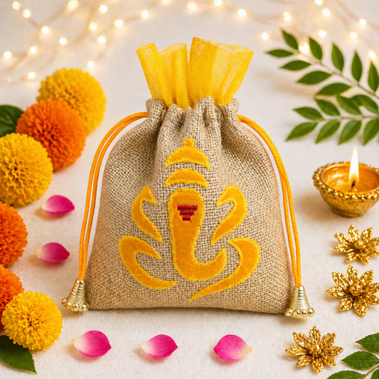 Ganpati Potli Gifting Bag Yellow