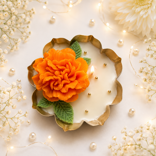 Marigold Bloom Urli Candle – 5.5 Inch