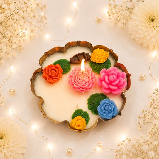 Rangoli Garden Floral Urli Candle – 5.5 Inch